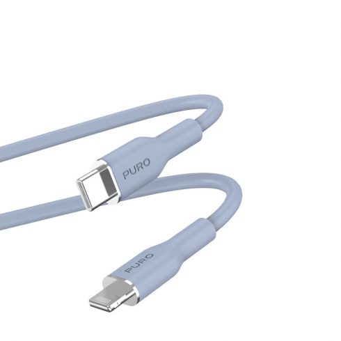 PURO ICON Soft Cable - USB-C na Lightning kabel MFi 1,5 m (Pudrasto modra)