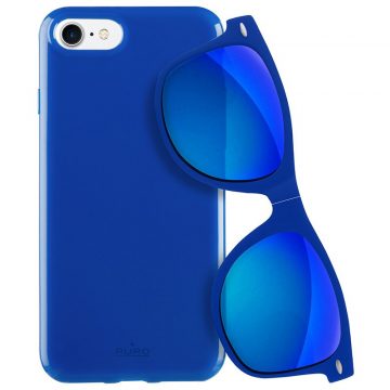   PURO Sunny Kit - Etui set za iPhone SE (2022/2020) / 8/7 + zložljiva sončna očala (modra)