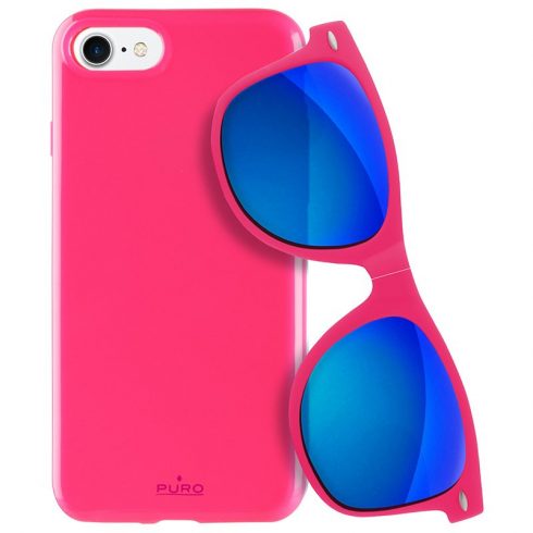 PURO Sunny Kit - Etui set za iPhone SE (2022/2020) / 8/7 + zložljiva sončna očala (roza)