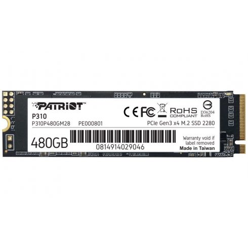 PATRIOT P310 480GB SSD / notranji / M.2 PCIe Gen3 x4 NVMe 1.3 / 2280