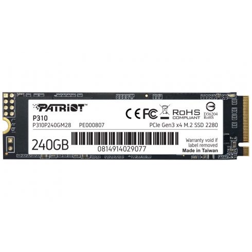 PATRIOT P310 240GB SSD / notranji / M.2 PCIe Gen3 x4 NVMe 1.3 / 2280