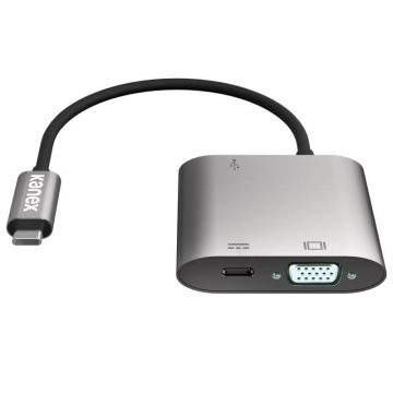   Kanex USB-C VGA adapter z napajanjem - USB 1,5 A, USB-C napajanje 60 W + VGA Full HD (anodiziran aluminij)