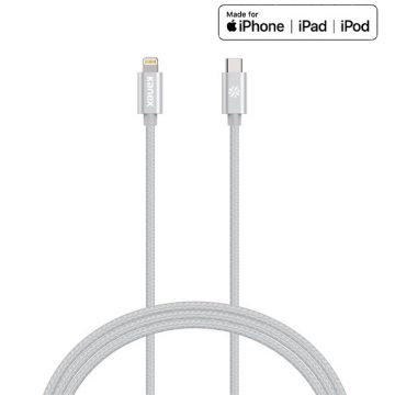 Kabel Kanex Premium DuraBraid USB-C v Lightning (srebrn)