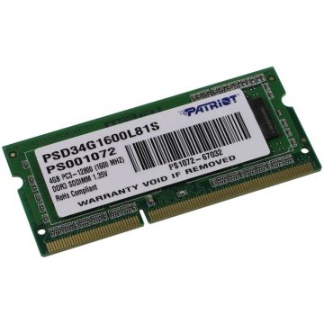   Ultrabook PATRIOT 4GB DDR3 1600MHz / SO-DIMM / CL11 / PC3-12800