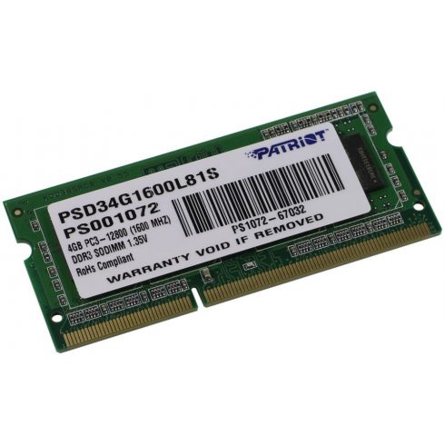 Ultrabook PATRIOT 4GB DDR3 1600MHz / SO-DIMM / CL11 / PC3-12800