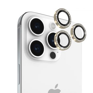   Kate Spade New York Aluminium Ring Lens Protector - zaščitno steklo za objektiv kamere iPhone 15 Pro / iPhone 15 Pro Max (komplet v kamnitem zlatu)