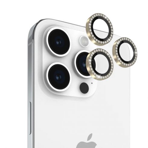 Kate Spade New York Aluminium Ring Lens Protector - zaščitno steklo za objektiv kamere iPhone 15 Pro / iPhone 15 Pro Max (komplet v kamnitem zlatu)