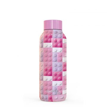   Quokka Solid Kids - steklenica za vodo z dvojno steno iz nerjavečega jekla, vakuumsko izolirana, prenosna termovka 510 ml (Pink Bricks)