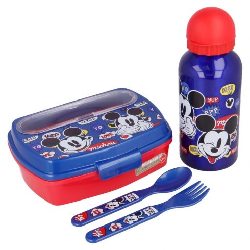 Mickey Mouse - Set škatle za malico, 400 ml steklenica za vodo, jedilni pribor