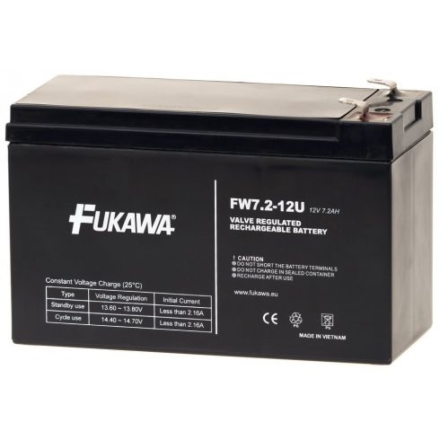 Svinčena baterija FUKAWA FW 7.2-12 F1U za UPS APC/ AEG/ EATON/ Powerware/ 12V/ 7.2 Ah/ življenjska doba 5 let/ Faston F1-4.7mm