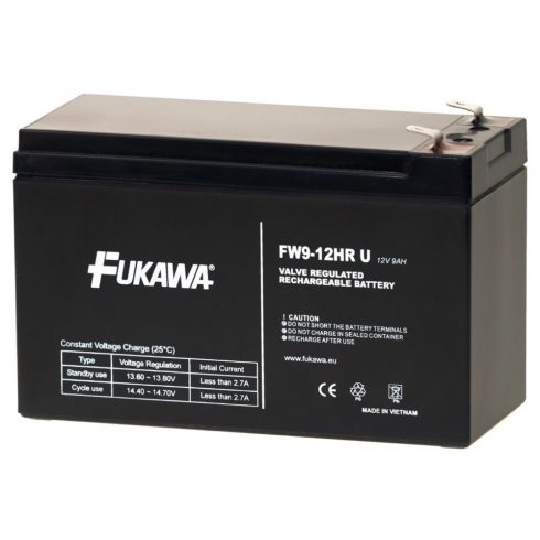 Svinčeno-kislinska baterija FUKAWA FW 9-12 HRU za UPS APC/ AEG/ EATON/ Powerware/ 12V/ 9Ah/ življenjska doba 5 let/ Faston F2-6.3mm