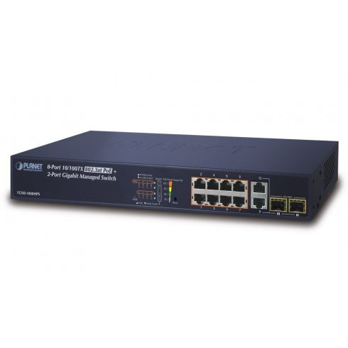 Planet FGSD-1008HPS L2 stikalo, 8x100Mb, 2x1Gb SFP, 8x PoE 802.3at 125W