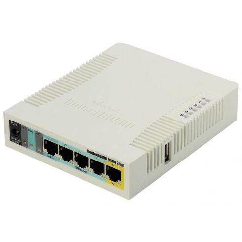 MikroTik RouterBOARD RB951Ui-2HnD 128 MB RAM/ 600 MHz/ 5x LAN/ 1x USB/ MIMO (2x2)/ 2.4Ghz 802b/g/n/, 1x PoE, vklj