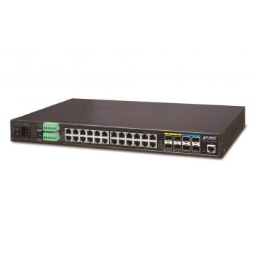   Industrijsko L3 stikalo Planet IGS-6325-20T4C4X, 20x1Gb, 4x1Gb SFP, 4x10Gb SFP+, 2x power-in, -40~75°C, IP30, brez ventilatorja