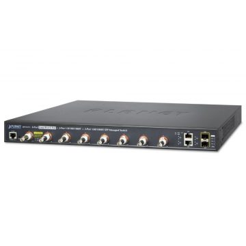   Planet LRP-822CS, COAX PoE stikalo, 8x 100Base-TX, 2x SFP/TP, IEEE802.3at, Web/SNMPv3, IGMPv3, QoS, VLAN