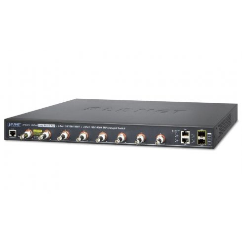 Planet LRP-822CS, COAX PoE stikalo, 8x 100Base-TX, 2x SFP/TP, IEEE802.3at, Web/SNMPv3, IGMPv3, QoS, VLAN