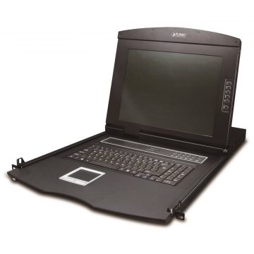   Planet KVM-210-08M, KVM konzola z LCD 17", nadzor 8x PC, PS2/USB, 1U/19" namestitev, sledilna ploščica