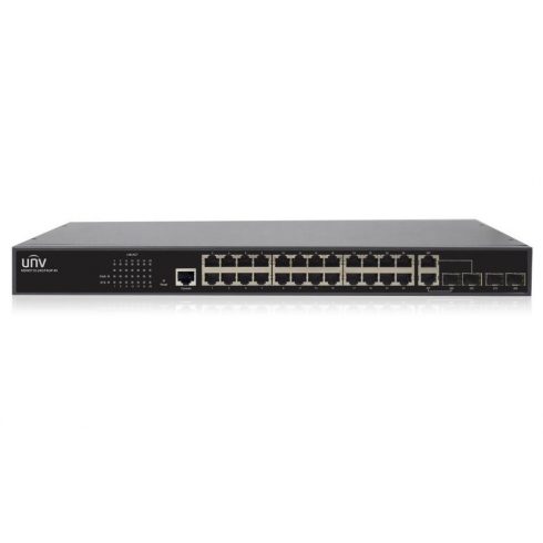 UNV stikalo NSW5110-24GT4GP-IN / 24x 1000Mbps vrata RJ-45/ 2x RJ-45/SFP/ 2x SFP/ 56Gbps/ 41.66Mpps