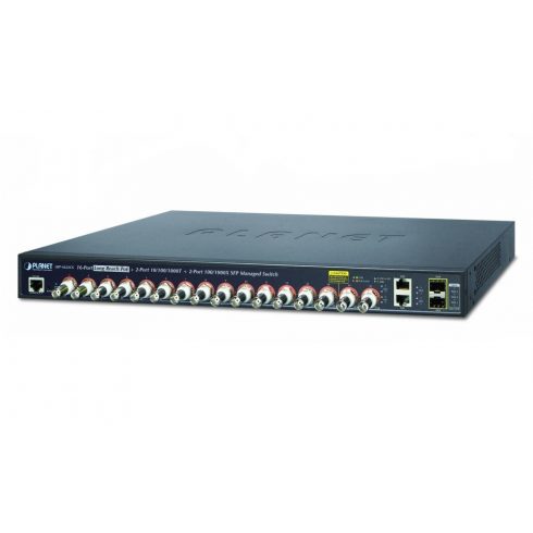 Planet LRP-1622CS, COAX PoE stikalo, 16x 100Base-TX, 2x SFP/TP, IEEE802.3at, Web/SNMPv2c, IGMPv3, QoS, VLAN