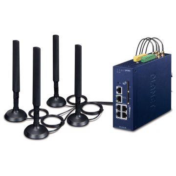   Planet dvojni varnostni prehod 5G/LTE, 2x WAN + 3x LAN, DI/DO, GPS, DIN, IP30, -40/+75°C, dvojni 9-54VDC