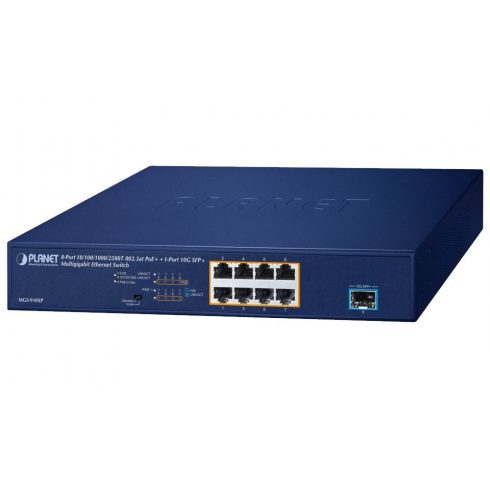 Planet PoE stikalo 8x1Gb/2.5Gb + 1xSFP+ 10Gb, VLAN, PoE 802.3at 120W