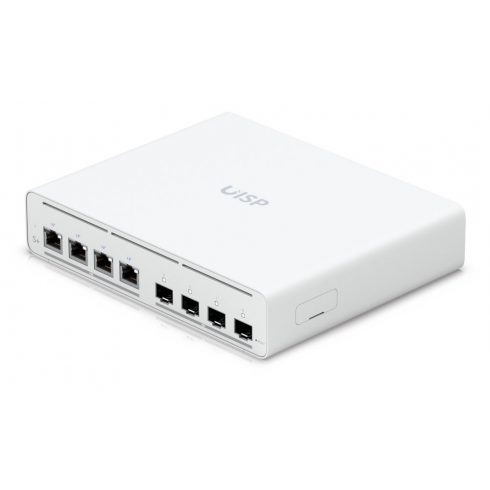 Ubiquiti UISP Switch Plus - 4x 2,5GbE, 4x SFP+, brez ventilatorja, 4x PoE Out 27V (PoE proračun 160 W)