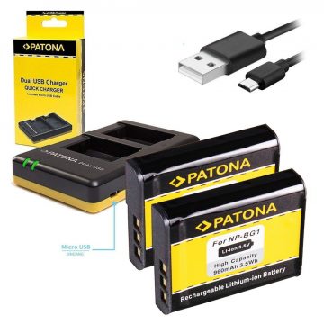   PATONA polnilec Photo Dual Quick Sony NP-BG1 + 2x bateriji 960mAh USB