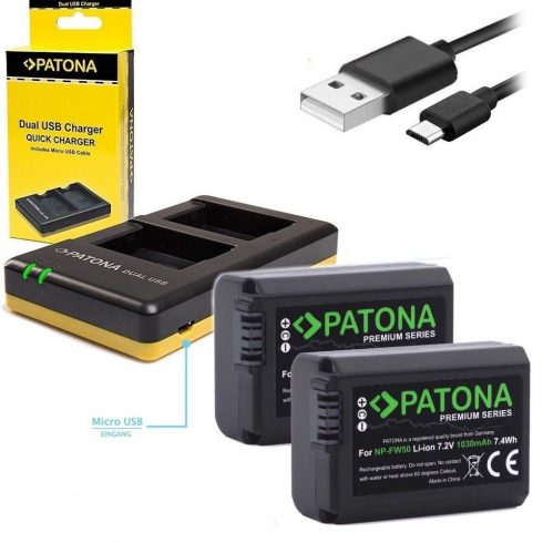 PATONA polnilec Photo Dual Quick Sony NP-FW50 + 2x baterija 1030mAh USB