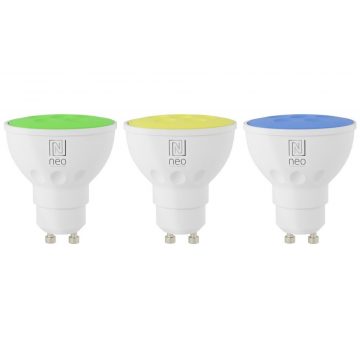   IMMAX NEO SMART set 3x LED sijalka GU10 6W RGB+CCT barva in bela, zatemnitev, Wi-Fi, TUYA