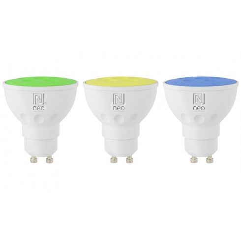 IMMAX NEO SMART set 3x LED sijalka GU10 6W RGB+CCT barva in bela, zatemnitev, Wi-Fi, TUYA