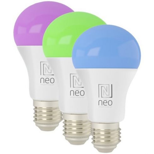 IMMAX NEO LITE SMART set 3x LED sijalka E27 9W RGB+CCT barva in bela, zatemnitev, Wi-Fi, TUYA