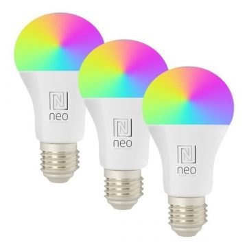   IMMAX NEO SMART set 3x LED sijalka E27 11W RGB+CCT barvno bela, zatemnitev, Zigbee, TUYA