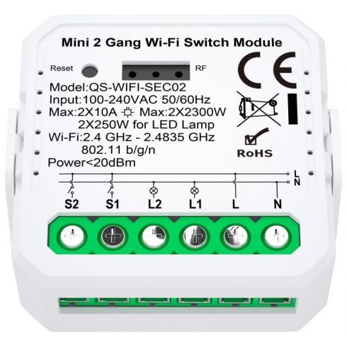 IMMAX NEO LITE SMART Controller V7, 2-Button Wi-Fi, TUYA