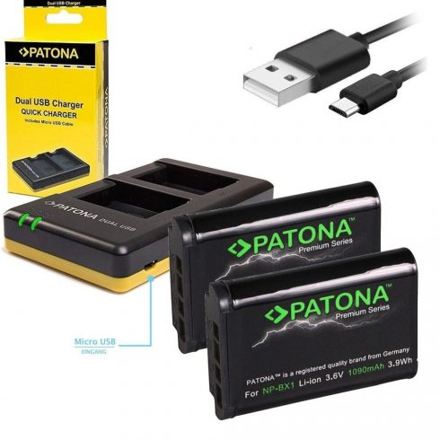 PATONA polnilec Foto Dual Quick Sony NP-BX1 + 2x baterije 1090mAh USB