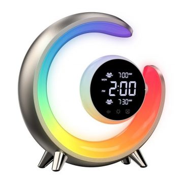   IMMAX LED nočna svetilka PEACOCK z uro/ RGB lučka/ 20W/ 400lm/ 5V/2.1A/ USB vhod/ zlata