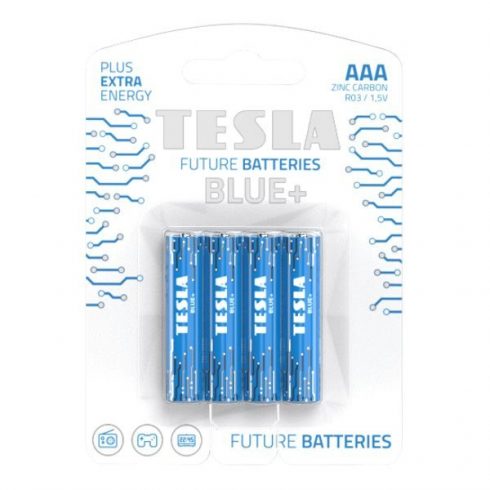 TESLA BLUE+ Zinc Carbon AAA baterija (R03, mikro svinčnik, pretisni omot) 4 kosi