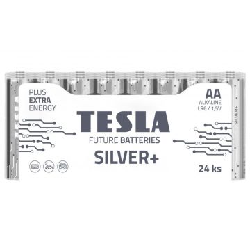   TESLA SILVER+ AA alkalna baterija (LR06, svinčnik, folija) 24 kosov