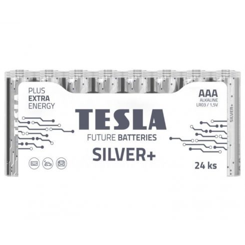 TESLA SILVER+ AAA alkalna baterija (LR03, mikro svinčnik, folija) 24 kosov