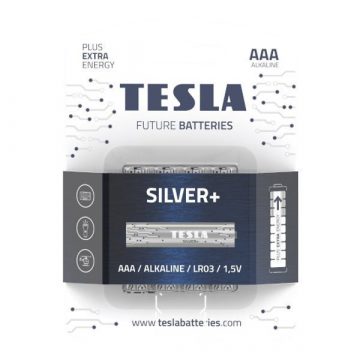   TESLA SILVER+ AAA alkalna baterija (LR03, mikro svinčnik, pretisni omot) 4 kosi