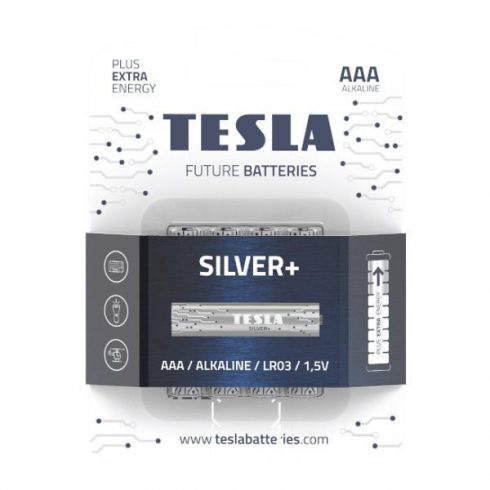 TESLA SILVER+ AAA alkalna baterija (LR03, mikro svinčnik, pretisni omot) 4 kosi