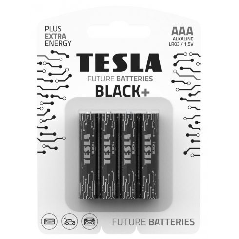 TESLA BLACK+ AAA alkalna baterija (LR03, mikro svinčnik, pretisni omot) 4 kos