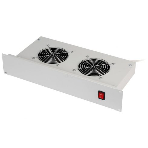 Triton 19" horizontalna prezračevalna enota, 2 ventilatorja, 2U, 220 V / 30 W, bimetalni termostat, siva