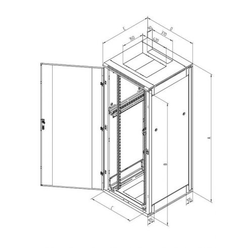 Triton 19" regalna omara 32U/800x900, snemljiva, perforirana sprednja vrata