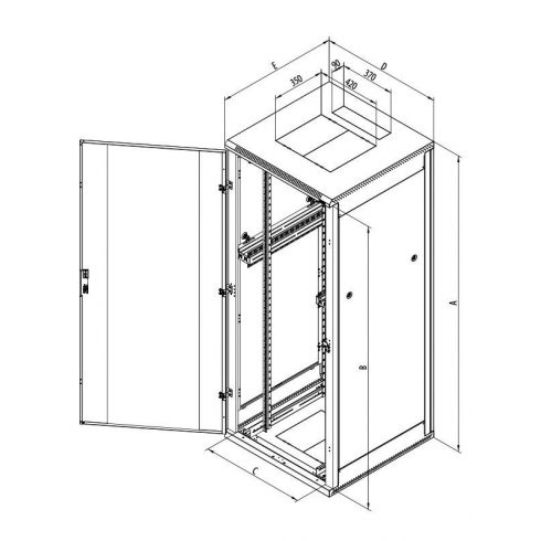 Triton 19" regalna omara 42U/800x900, perforirana kovinska vrata