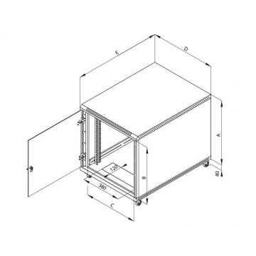   Triton 19" kontejnerska omara 12U, 1000hl, črna barva, perf. pločevinasta vrata