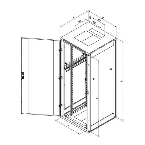 Triton 19" regalna omara 47U/800x900, perforirana vrata, črna barva, nosilnost 400Kg