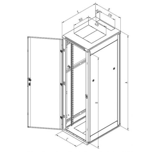 Triton 19" regalna omara 47U/600x800, steklena vrata, črna barva, nosilnost 400Kg