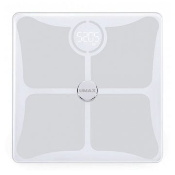   UMAX pametna tehtnica Smart Scale US10C/ 0,2 - 180 kg/ Bluetooth 4.0/ 14 telesnih parametrov/ češka/ bela