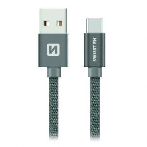 Podatkovni kabel Swissten Textile Usb / Usb-C 0,2 M siv