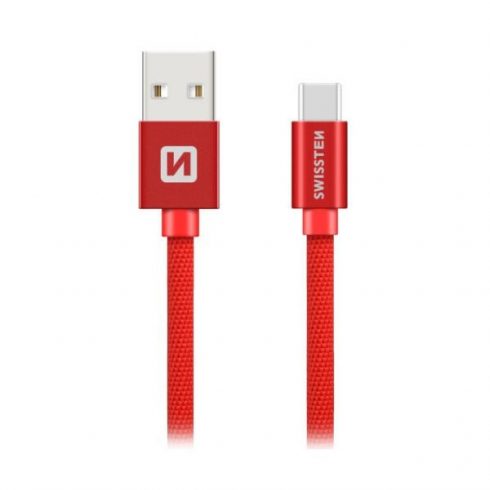 Swissten podatkovni kabel Textile Usb / Usb-C 0,2 M rdeč